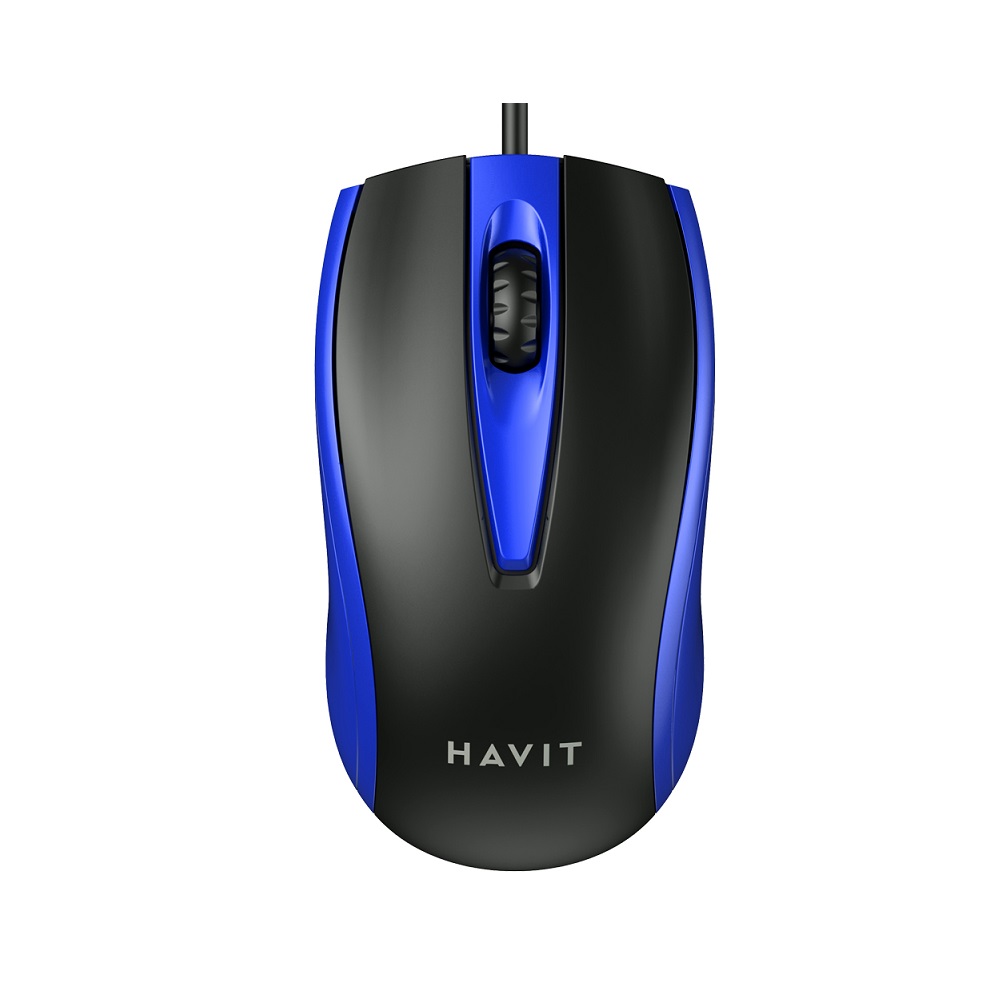 Mouse Óptico Havit Com Fio Usb MS871 Preto/Azul