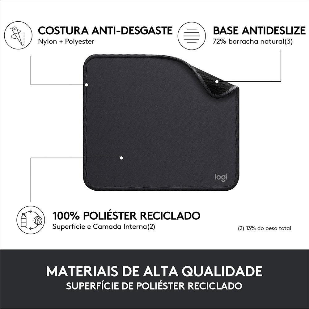Mousepad Studio Series Logitech Portátil 200x300mm Antiderrapante Grafite 956-000035