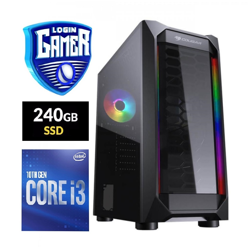 PC Gamer Login Intel Core i3 10100 (10ª Geração) SSD 240GB Mem 8GB DDR4 3000MHz Linux