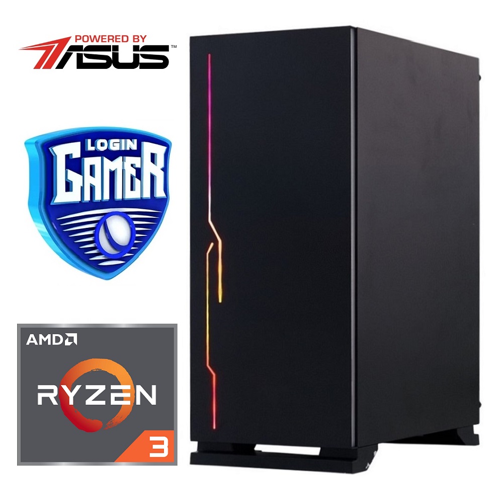 PC Gamer Login, Powered By Asus, AMD Ryzen 3 Pro 4350G (3.8GHz - Max. 4.0 GHz), 8GB Ram 3200 MHz, SSD 256GB, Linux