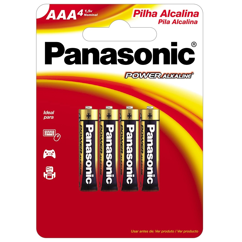 Pilha Alcalina AAA Panansonic, Blister Com 4 Unidades, Lr03xab/b4