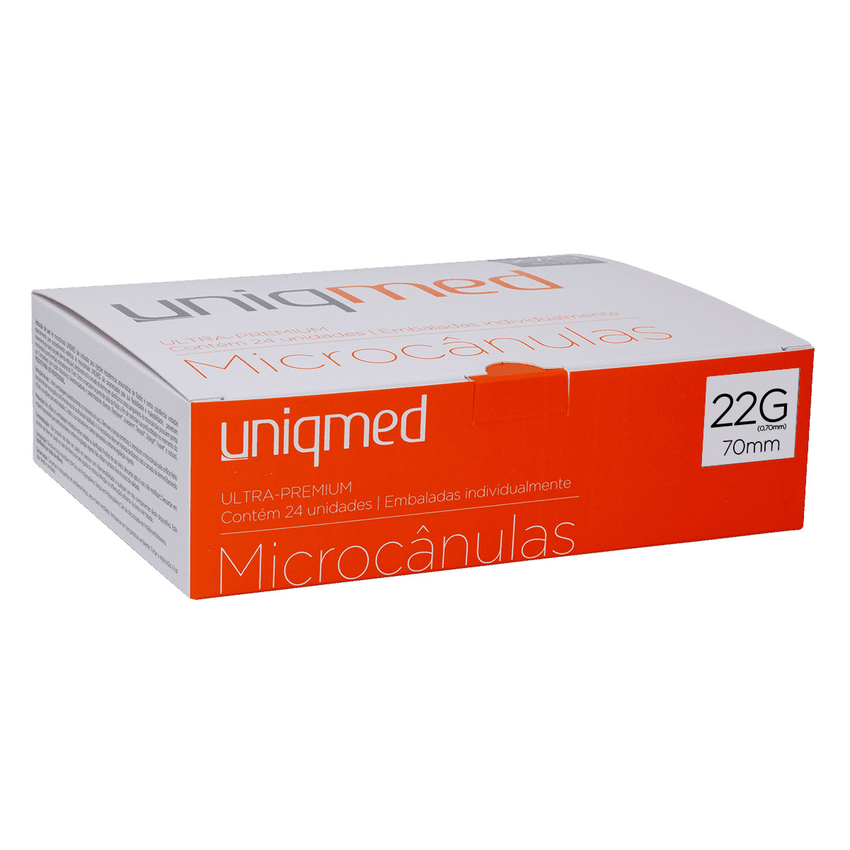Microcânulas Uniqmed - 22G (0.70mm) x 70mm - Caixa com 24 unidades