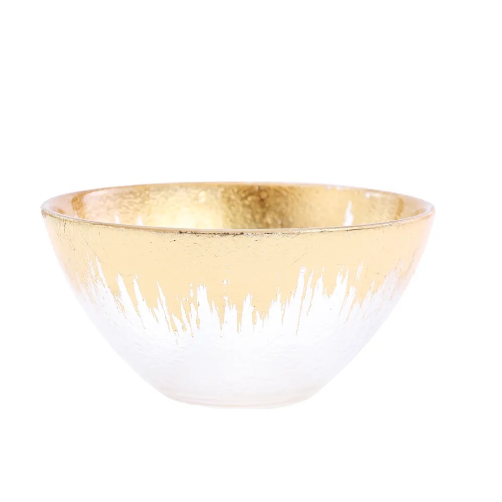 Bowl Em Vidro Com Decoração Dourada