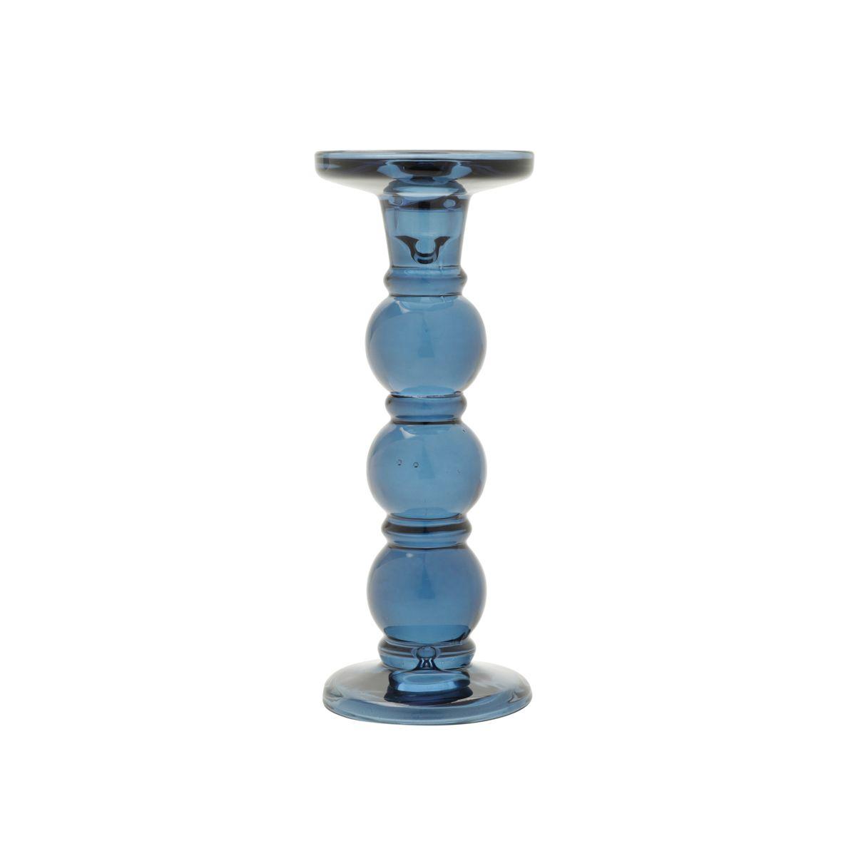 Castiçal De Vidro Azul Royal 60043 23 cm - Foto 0