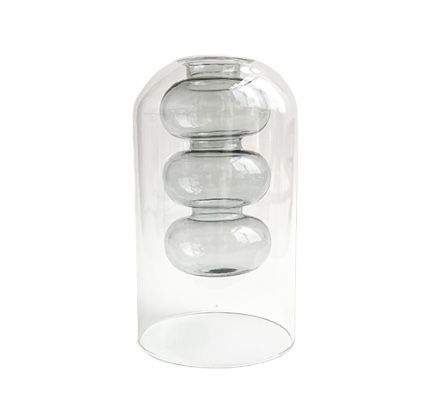Vaso de vidro solitário duplo cinza BLISS 19 X 11 CM