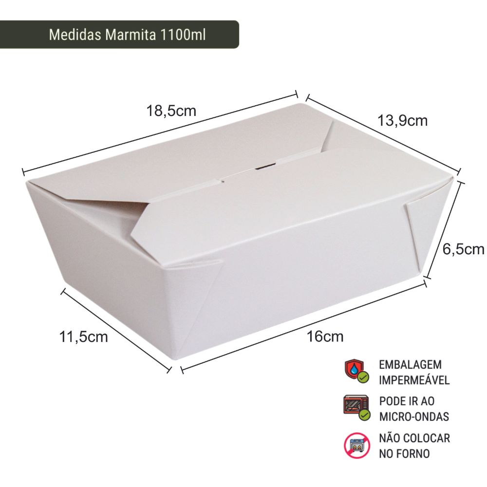 Marmita Delivery Branca 1100ml