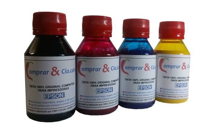 Tinta Epson Pigmentada| Compatível| Fracionada| Kit 4 cores| 400 ML