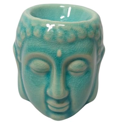 Difusor Rechaud Cerâmica Para Aromatização com Essência - Buda Azul Craquelado