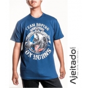 Camiseta Masculina Azul Manga Curta Team Roping Ox Horns - Ref1040