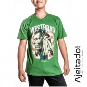 Camiseta Masculina Verde Manga Curta  West Road Ox Horns - Ref1026