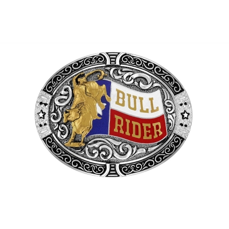 Fivela Country Touro Bull Rider Bandeira Tam. G - 12769FE