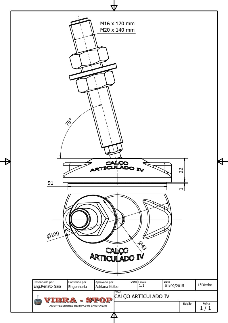 Pé Nivelador Articulado N.° 4 - Parafuso M20 x 140 mm  - Canal da Indústria | Componentes Industriais