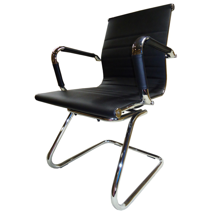 Cadeira Interlocutor em Couro PU PEL-1190V Preta Design Charles Eames