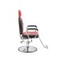 Cadeira de Barbeiro Hidráulica Reclinável Couro PU Preta e Vermelha Pelegrin PEL-1039