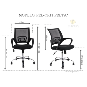 Cadeira de Escritório Diretor PEL-CR11 Preta - 91183