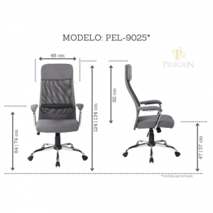 Cadeira de Escritório Presidente Pelegrin Pel-9025 Cinza
