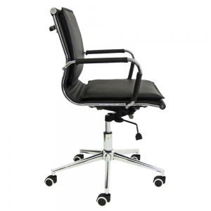 Cadeira Diretor Pelegrin em Couro PU PEL-8003L Preta Design Charles Eames