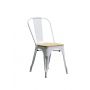 Cadeira Fixa Design Tolix Metal Assento em Madeira Pelegrin PEL-1520 Branca