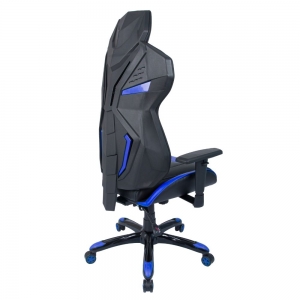 Cadeira Gamer Pelegrin em Couro PU Reclinável PEL-3015 Preta e Azul