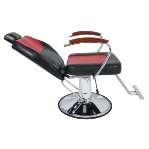 Cadeira Hidráulica Reclinável Barbeiro Salão Pelegrin PEL-5513 Preto e Vermelho