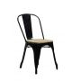 Kit 6 Cadeiras Design Tolix Metal Assento em Madeira Pelegrin PEL-1520  Preta