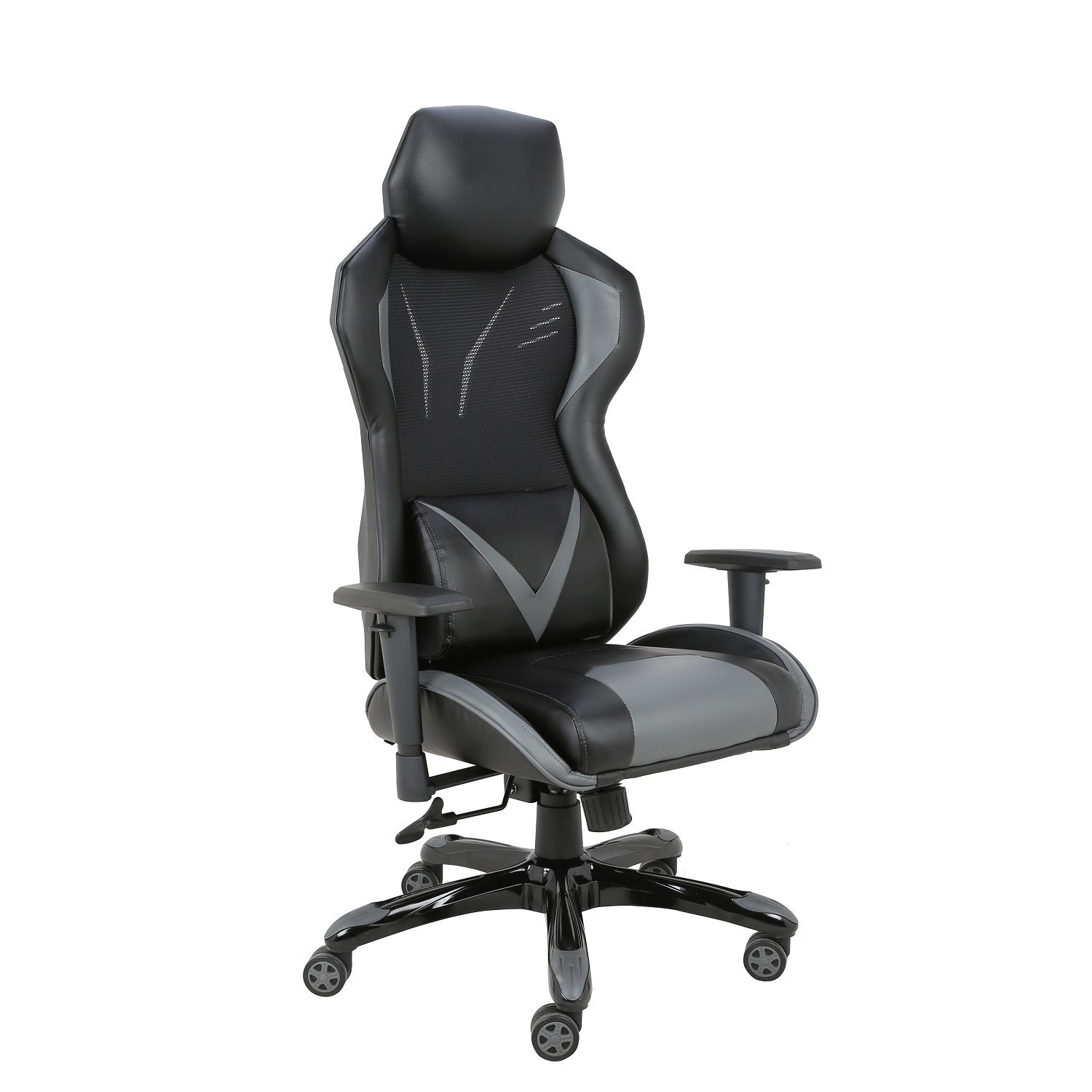 Cadeira Gamer Giratória Regulável Reclinável + Braço com ajuste de altura + Sistema Relax Cinza Victory - at.home