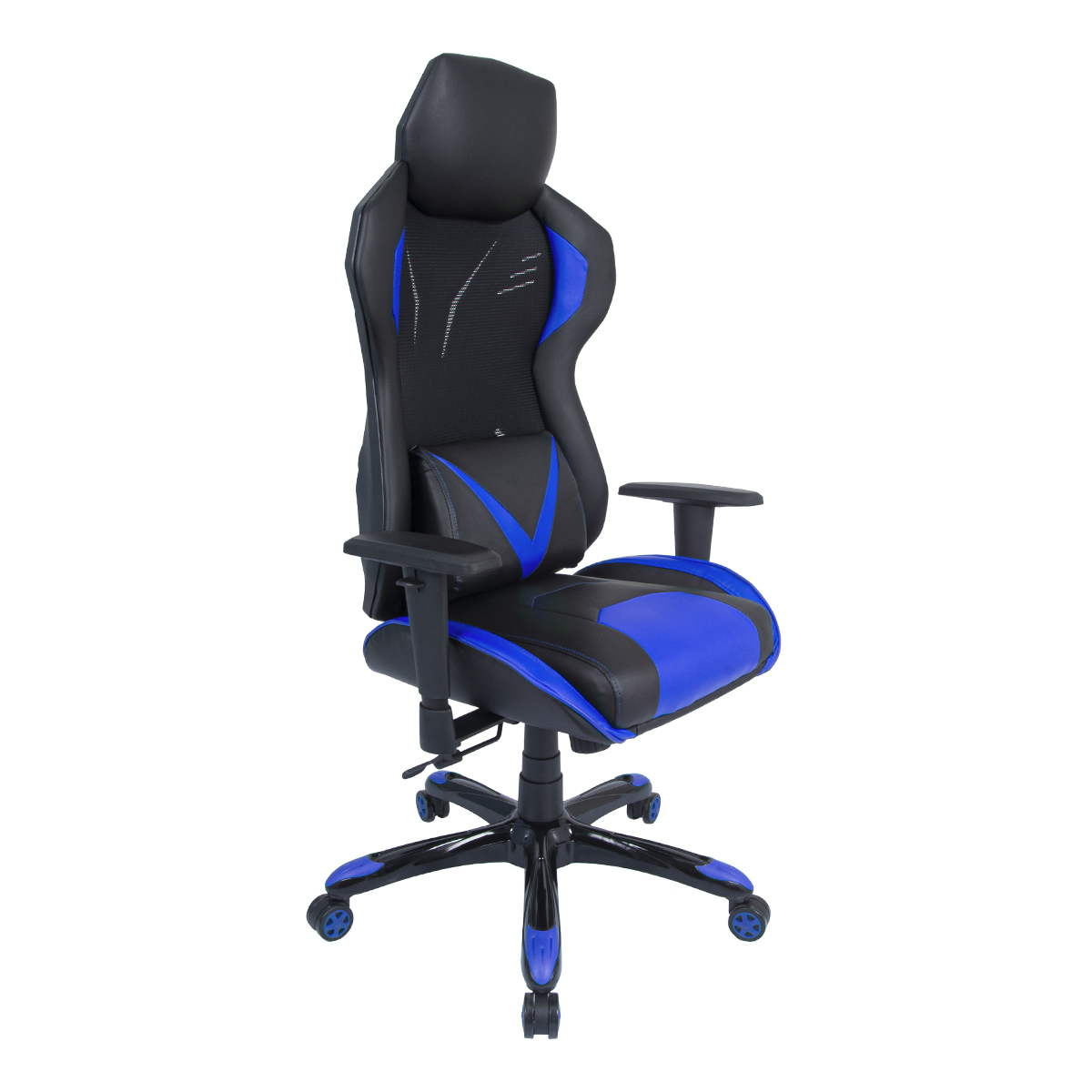 Cadeira Gamer Pelegrin em Couro PU Reclinável PEL-3015 Preta e Azul