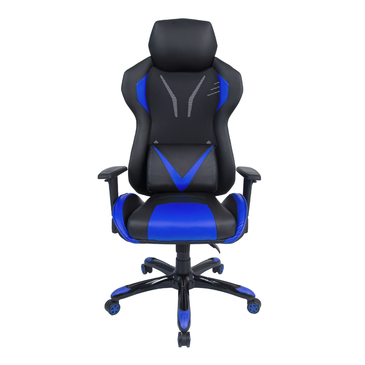 Cadeira Gamer Reclinável Pelegrin em Couro PU PEL-3015 Preta e Azul