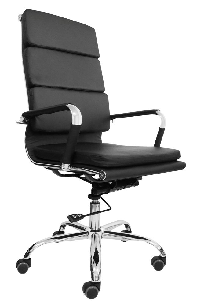 Cadeira Presidente Design Eames Preta em Couro PU - Orb