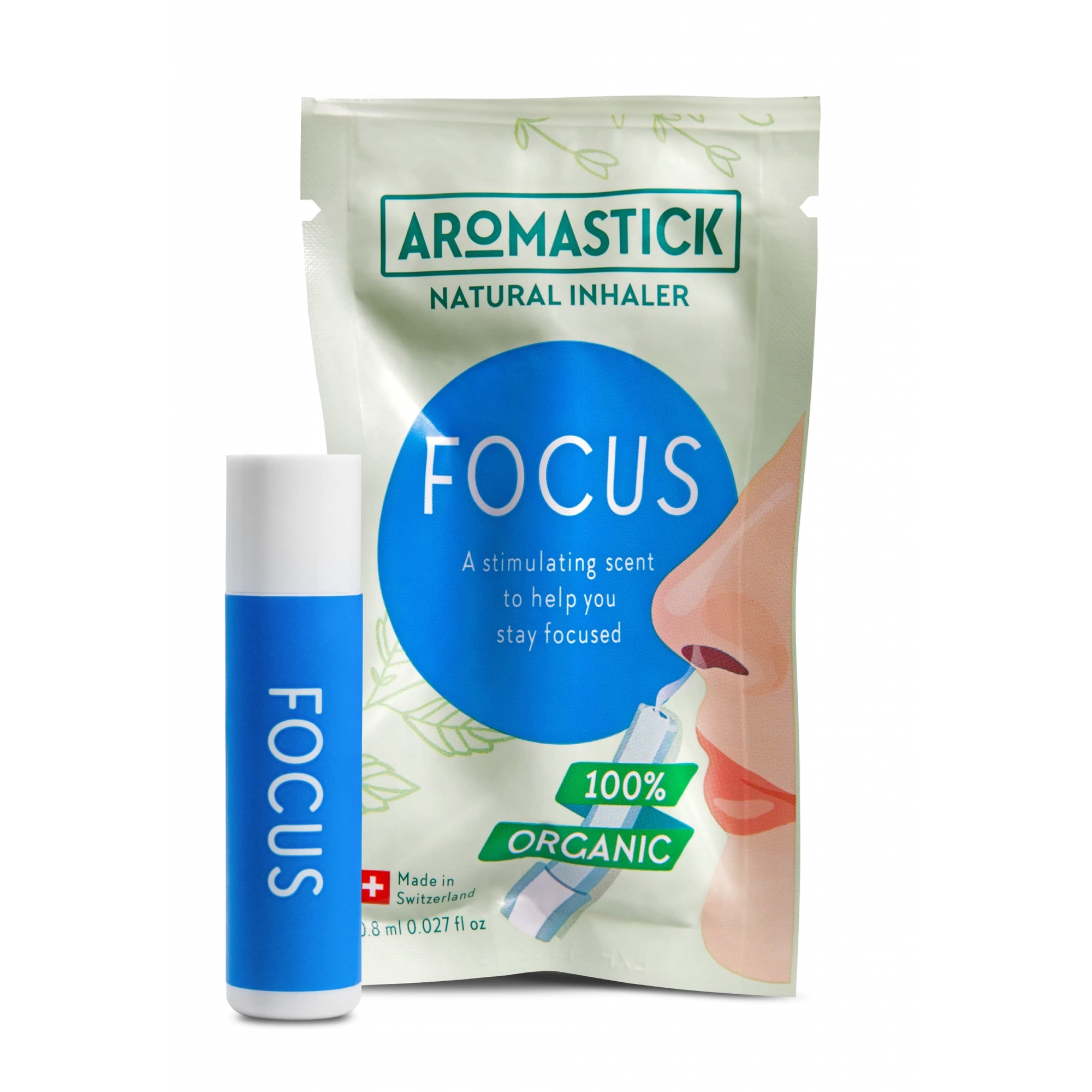 Difusor portátil com Óleos Essenciais Orgânico AromaStick Focus - Vegano