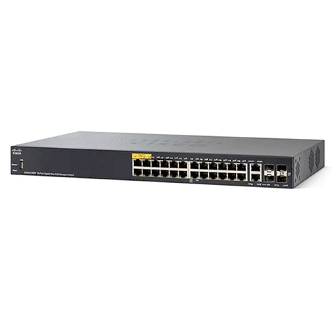 Cisco SG350-28P-K9<p>Switch 24 Portas PoE Gigabit + 2 portas combo e 2 portas 1G SFP uplink, Layer 3, Gerenciado.</p> - Foto 0