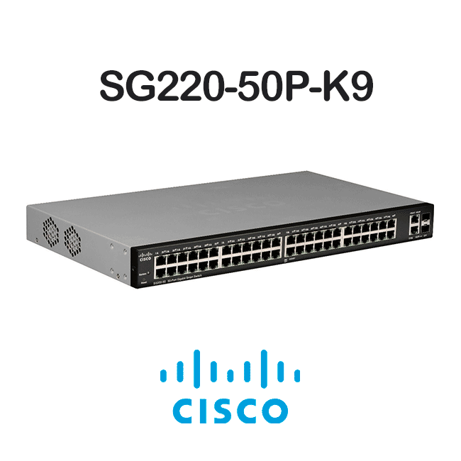 Cisco SG220-50P-K9<p>Switch 48 Portas PoE Gigabit + 2 portas combro uplink, Layer 2.</p><p>Abaixo, conheça  nova família de Switches Cisco</p> - Foto 0