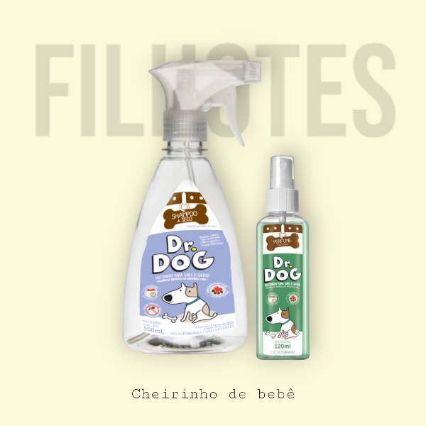 Kit Dr. Dog Banho a seco pet 500ml e perfume Cachorro &amp; Gato120ml FILHOTES