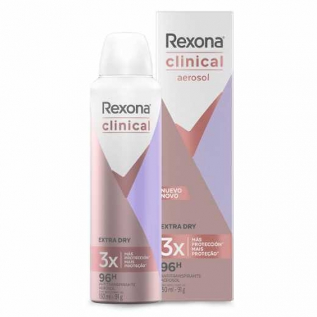Desodorante Antitranspirante Aerosol Rexona Clinical Extra Dry - 150ml