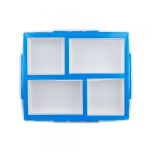 Bandeja 4 Divisões em papel Cx c/20 unids 1200ml c/Tampa Plástica Transparente-Cinta não Inclusa -Azul Especial