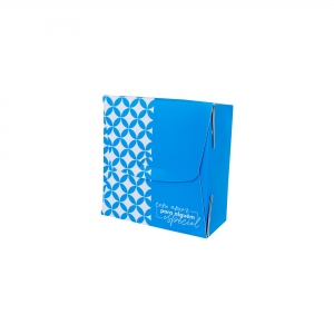 Embalagem p/ Presente Cx c/60 unids 10 X 10 X 4,5cm Linha Prática Montada Arte Azul Especial