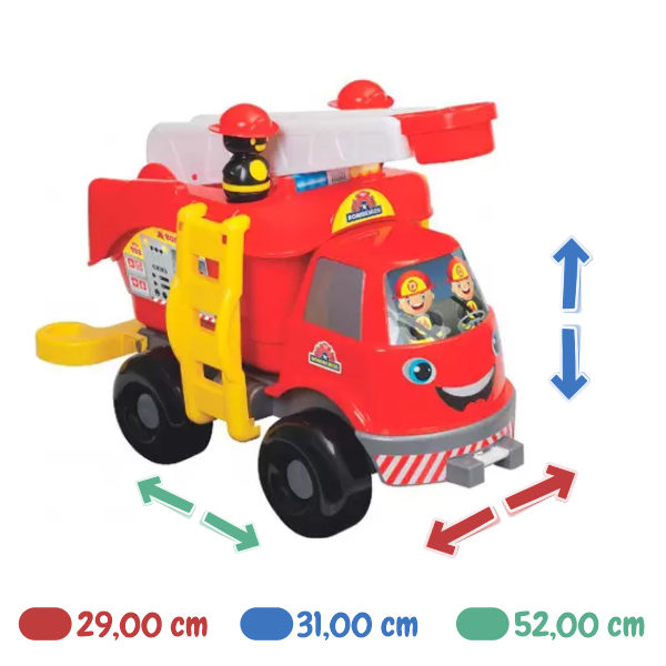 Caminhão bombeiro grande com boneco mercotoys