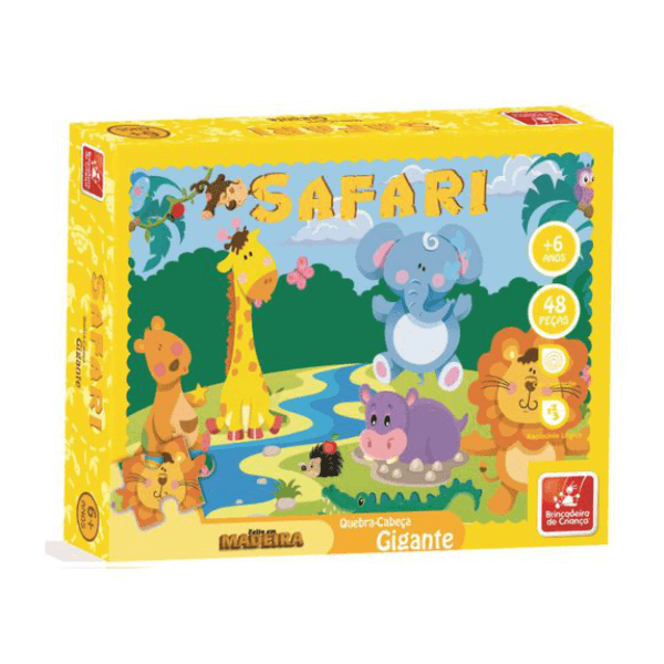 Jogo Safari quebra cabeça gigante com 48 peças brincadeira de criança