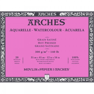 Bloco Papel Arches Aquarela Hot Pressed 31x41cm 20Fls 300g A1795074