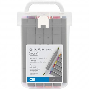 Marcador Artístico CiS Graf Duo Brush  24 Cores