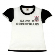 Camisa Baby Look Corinthians Glitter Oficial Menina Revedor