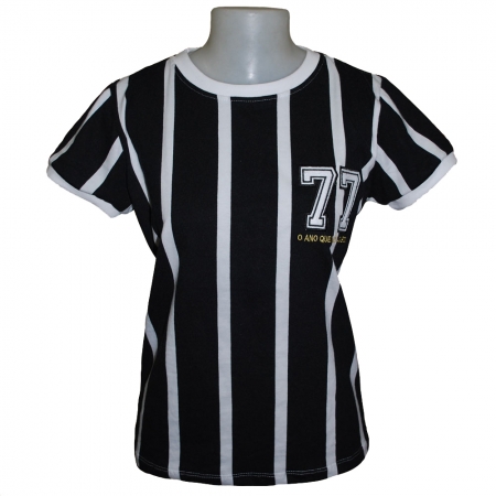 Camisa Feminina Timão Retro Alvinegro 1977 Campeão Ligaretro