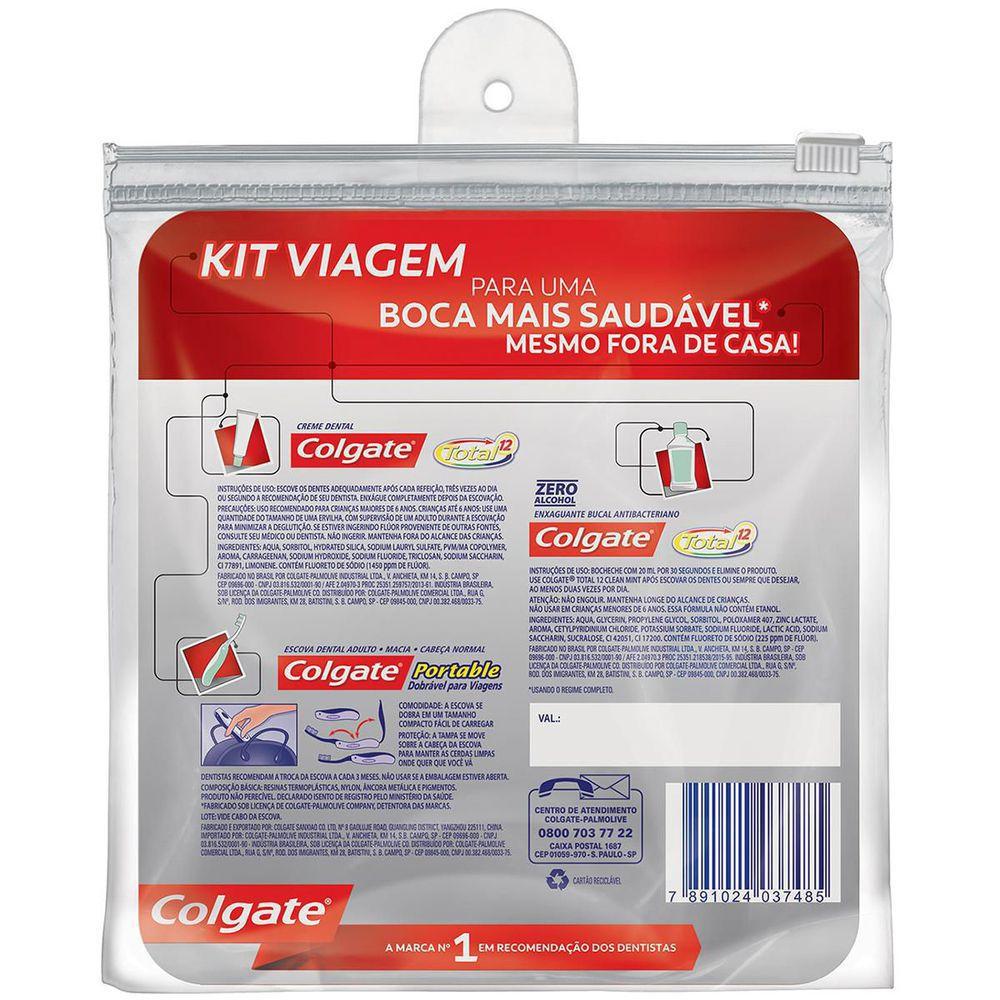 Kit Viagem Colgate Escova+Creme Dental+Solução Bucal 60ml