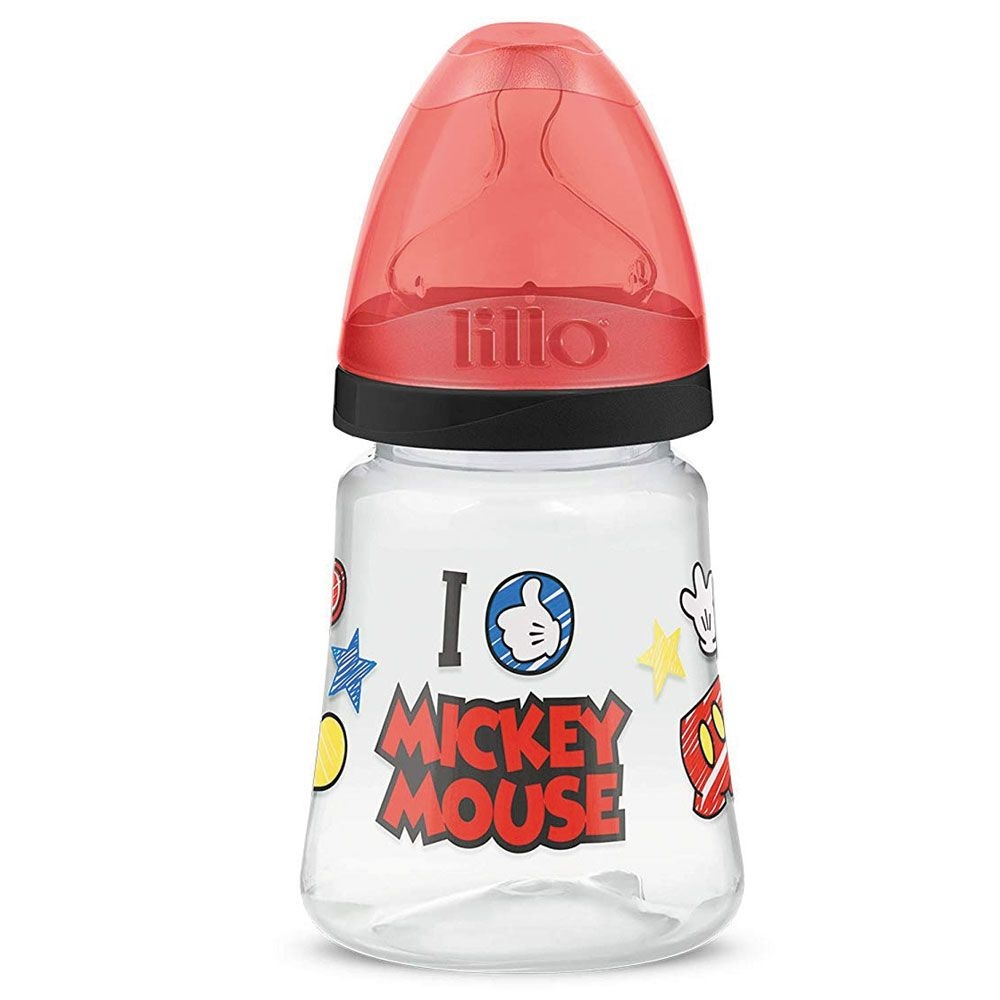 Mamadeira Transparente - 180Ml - Disney - Mickey Mouse - Preta - Lillo