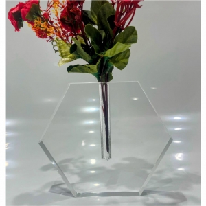 Vaso Hexagonal Decorativo em Acrílico Cristal