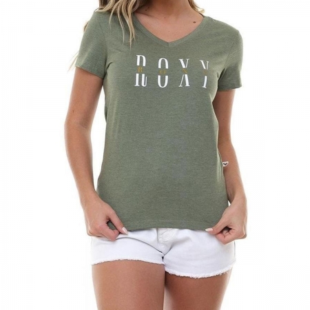 Camiseta Baby Look Roxy Surfer Dreaming - Verde Mescla