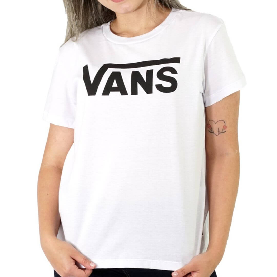 Camiseta Feminina Vans Flying V Crew - WHITE - Foto 0