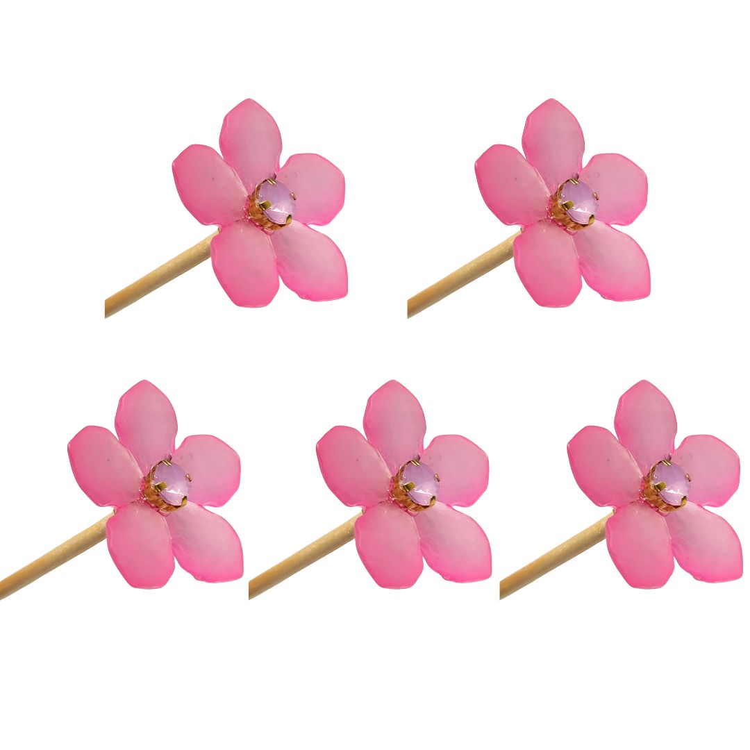 Kit 05 Varetas Para Difusor de Ambiente Flor Rosa Diamante Lilás- Só Essências
