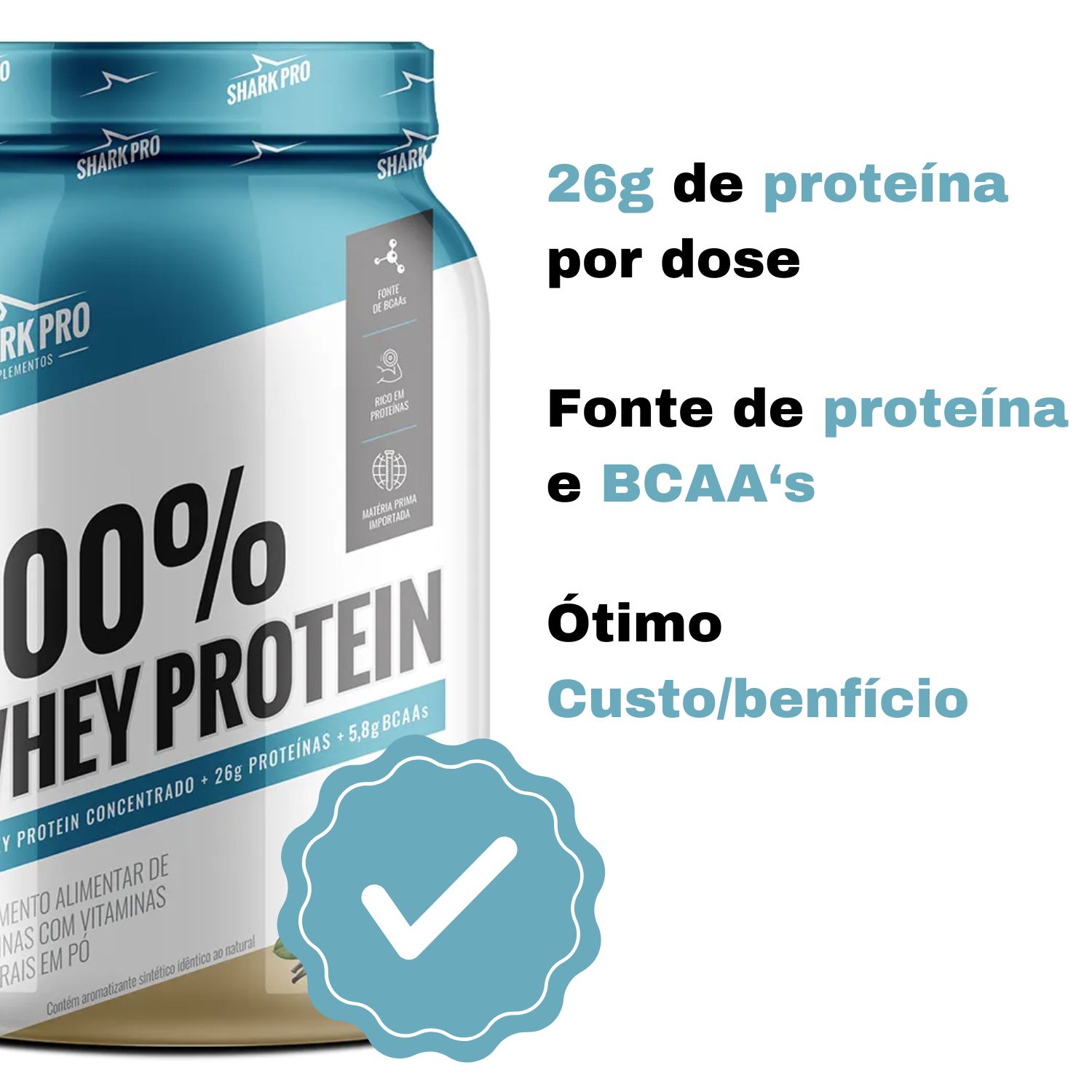 100% WHEY PROTEIN POTE 900G SHARK PRO - CHOCOLATE