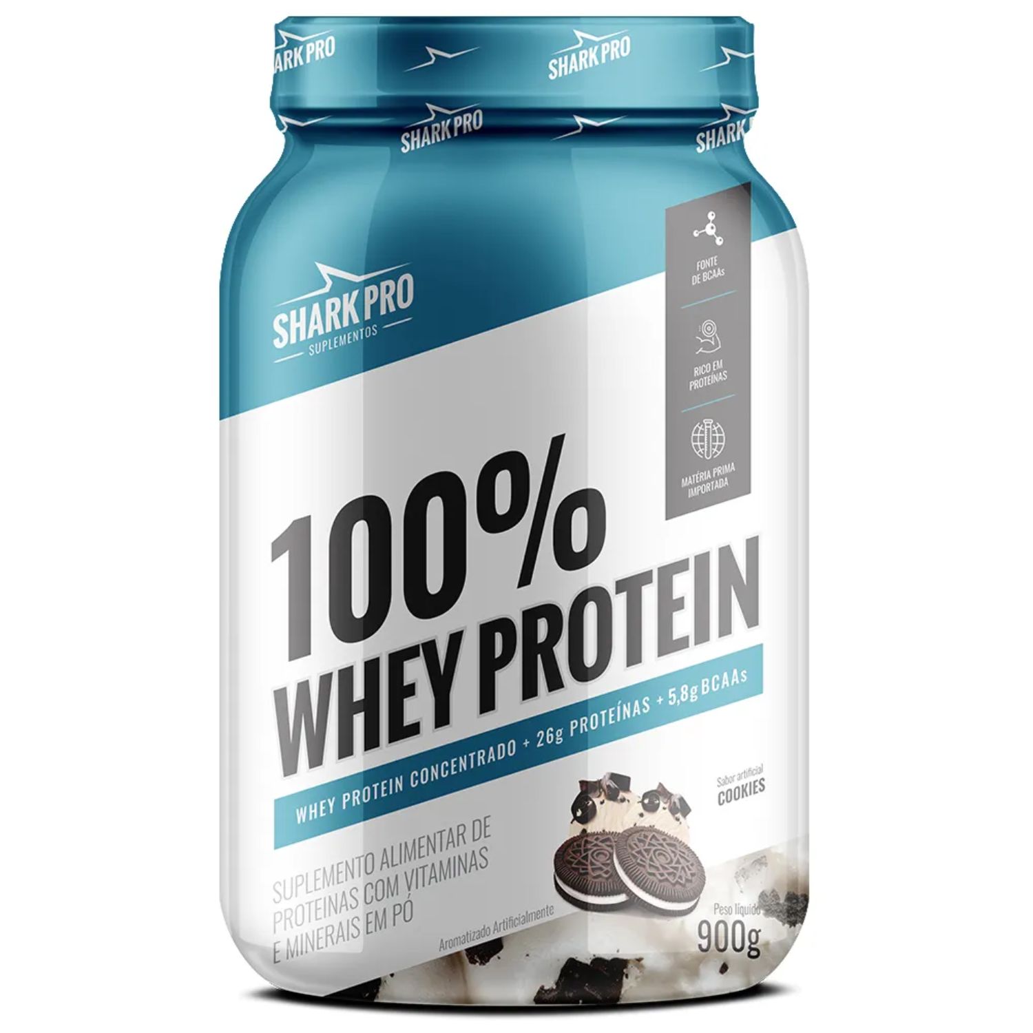 100% WHEY PROTEIN POTE 900G SHARK PRO - COOKIES